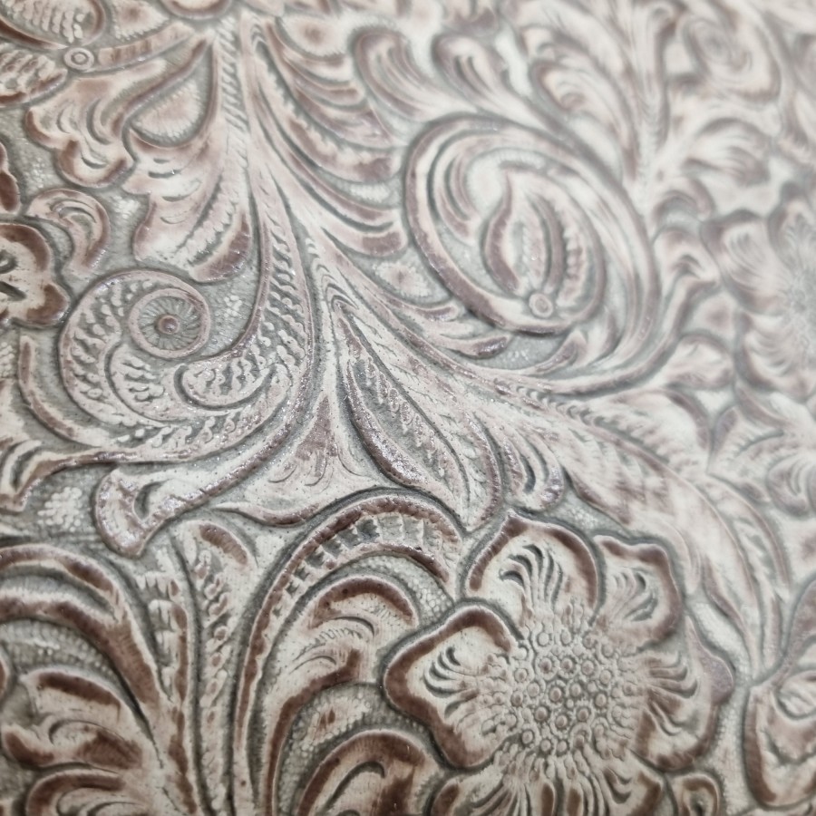 Genuine embossed leather | Wildflower | Ivory Chocolate - Various sizes 4