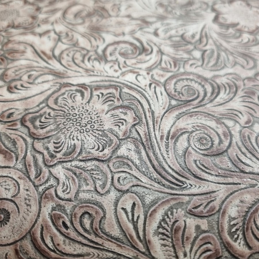 Genuine embossed leather | Wildflower | Ivory Chocolate - Various sizes 5