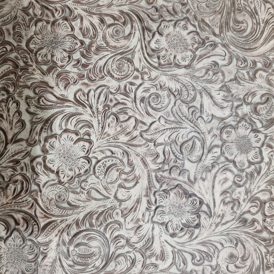 Genuine embossed leather | Wildflower | Ivory Chocolate - Various sizes 6