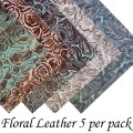 5 PIECES per pack ! Genuine Floral Embossed Leather Pieces 8x8" (20x20cm) - Perfect for Arts and Crafts - VARIOUS colours available