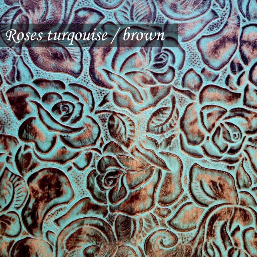 5 PIECES per pack ! Genuine Floral Embossed Leather Pieces 8x8" (20x20cm) - Perfect for Arts and Crafts - VARIOUS colours available 6