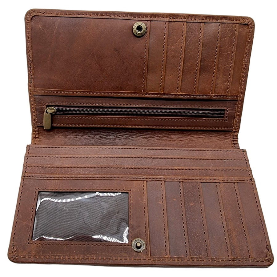 Southwestern Aztec style wool & tooled Genuine Leather trim wallet / clutch 8
