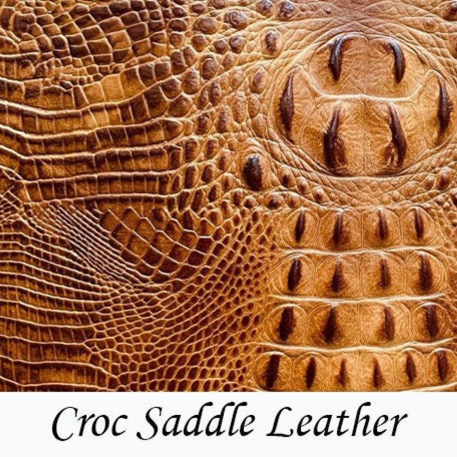 Genuine leather | embossed crocodile 'look' leather | Tan crocodile croc embossed cowhide leather  |  Croc Saddle 1