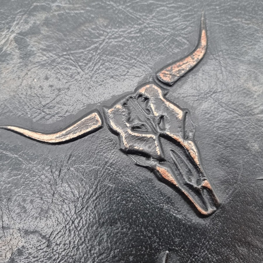 Genuine embossed leather | TEXAS Long Horn | Black and copper pieces / sheets | Various sizes available 4