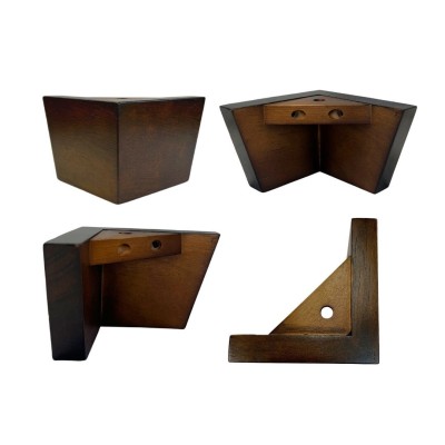 4 x Square wooden Furniture Legs | set of 4 | chunky Solid Wood furniture feet - Walnut or Black- M8 / 95mm (3.7") Tall