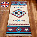 Genuine wool rug with Aztec Navajo southwestern style design - Handwoven jute kilim rug