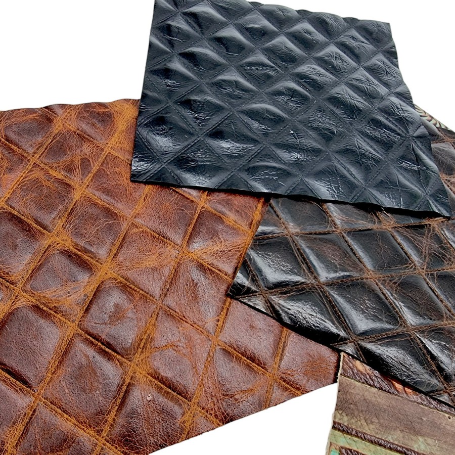 8 Piece varierty pack ! Genuine Embossed Leather Pieces 8x8" (20x20cm) - Perfect for Arts and Crafts 5