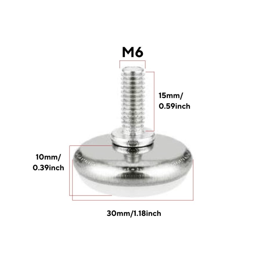 M6 or M8 Screw-in Furniture Feet | Anti-scratch feet / Pads for hardwood floors | Adjustable leveling feet 2
