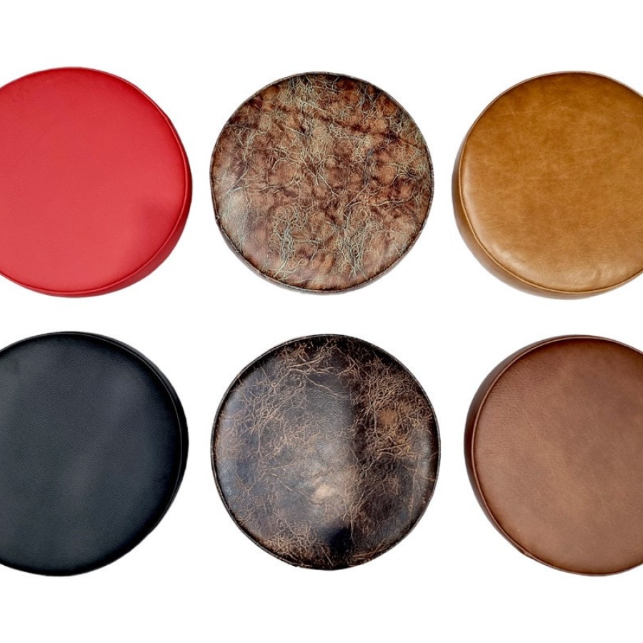Handmade Genuine Leather Round Bar Stool / Counter Stool Replacement Seat Tops - Various colours Available 2