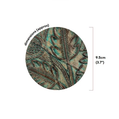 Embossed Genuine leather coasters - Set of 6 coasters - Hand made