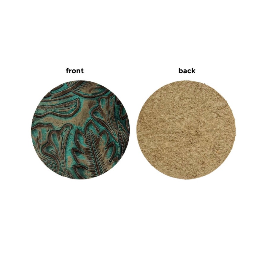 Embossed Genuine leather coasters - Set of 6 coasters - Hand made 2