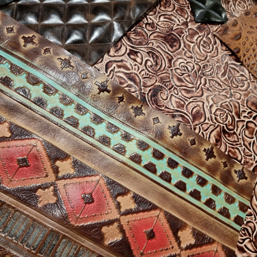 The ultimate genuine leather craft pack - 8 x Genuine embossed leather variations 1