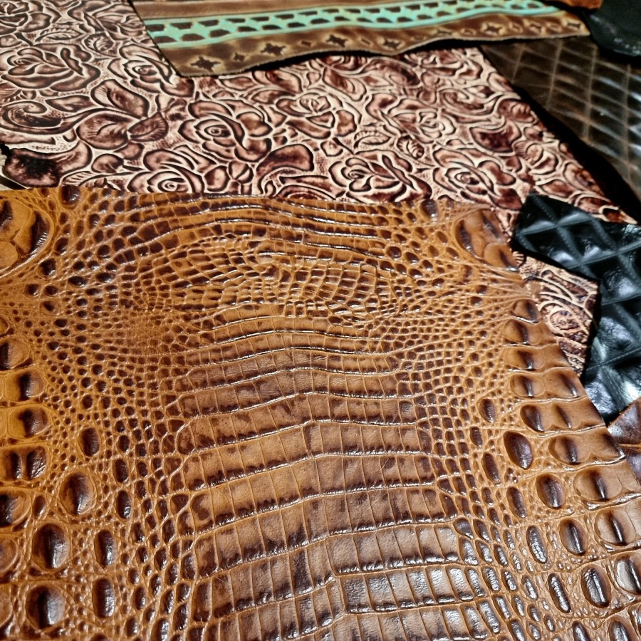 The ultimate genuine leather craft pack - 8 x Genuine embossed leather variations 3