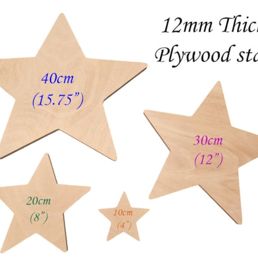 Star shaped Plywood | CNC cut | 12mm thick | wooden stars | Various sizes available 1