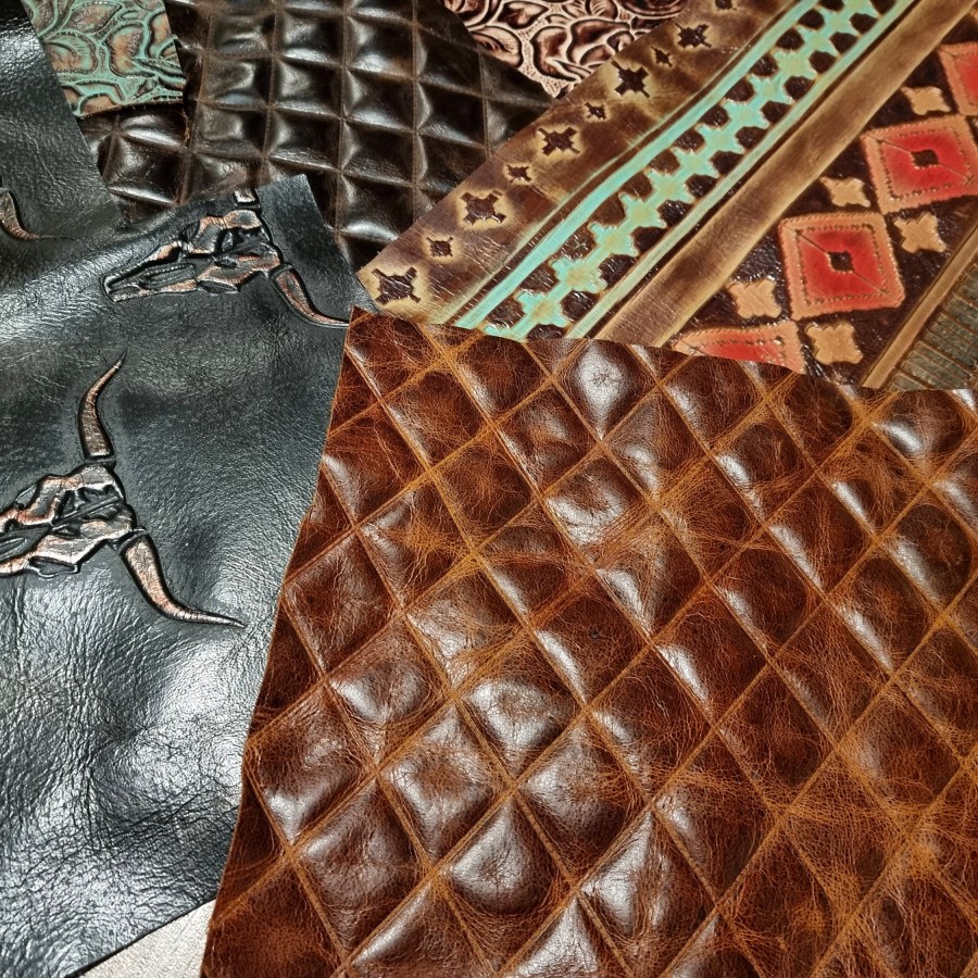The ultimate genuine leather craft pack - 8 x Genuine embossed leather variations 4
