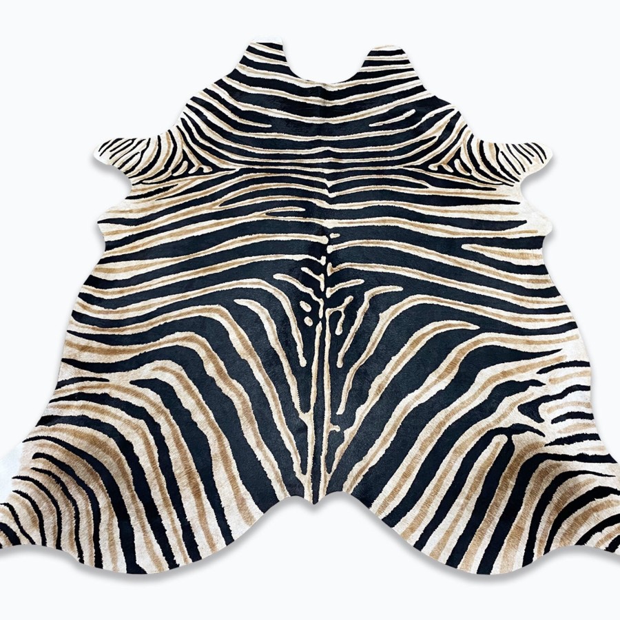 Cowhide rug | Cowhide stenciled with realistic zebra print pattern 1