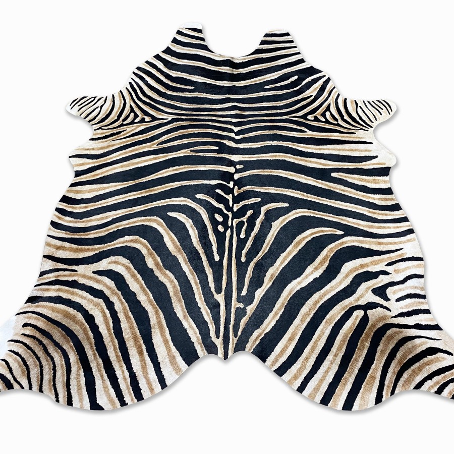 Cowhide rug | Cowhide stenciled with realistic zebra print pattern 2