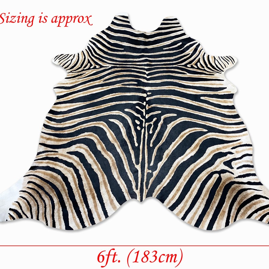 Cowhide rug | Cowhide stenciled with realistic zebra print pattern 3
