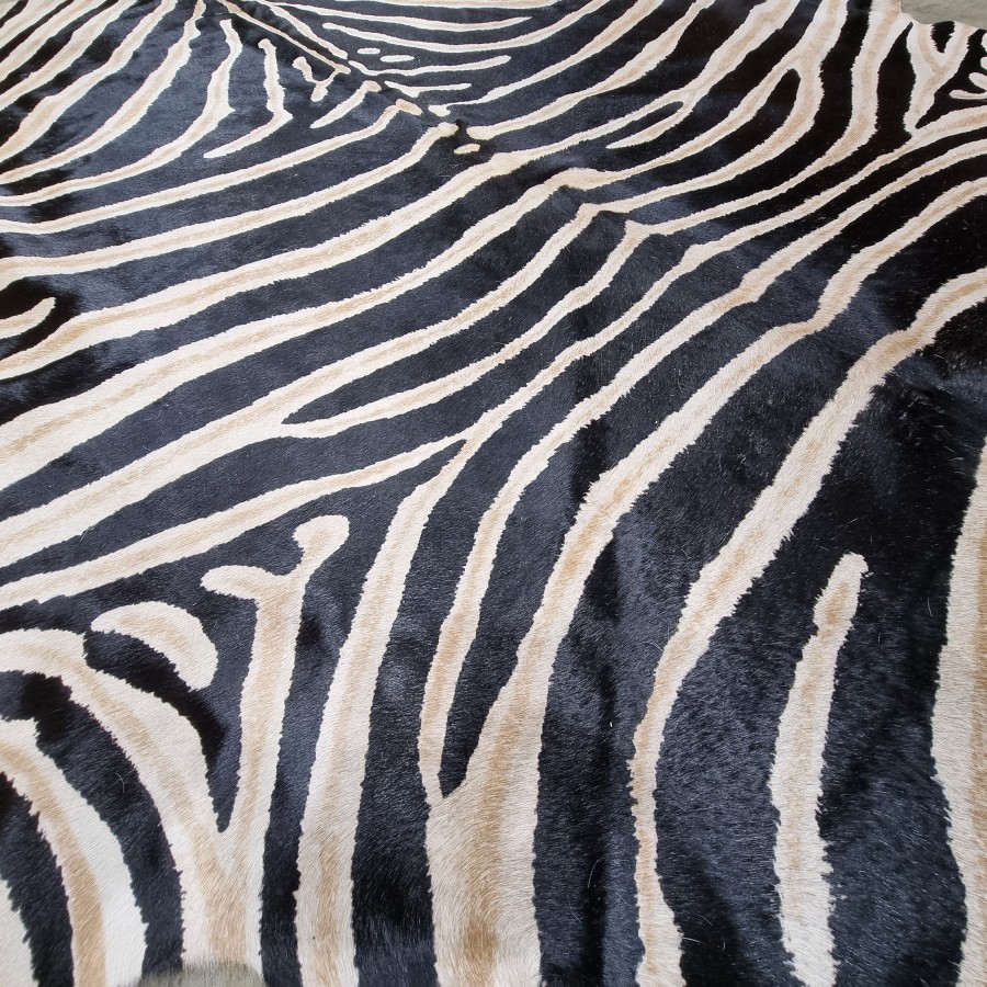 Cowhide rug | Cowhide stenciled with realistic zebra print pattern 4