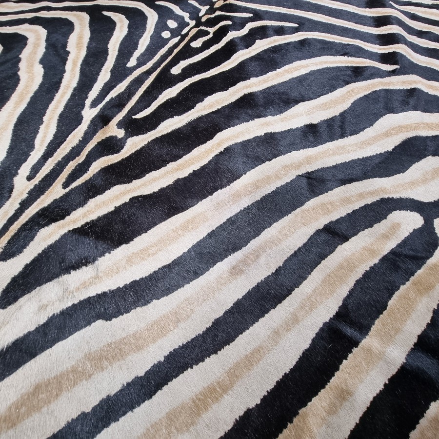 Cowhide rug | Cowhide stenciled with realistic zebra print pattern 6