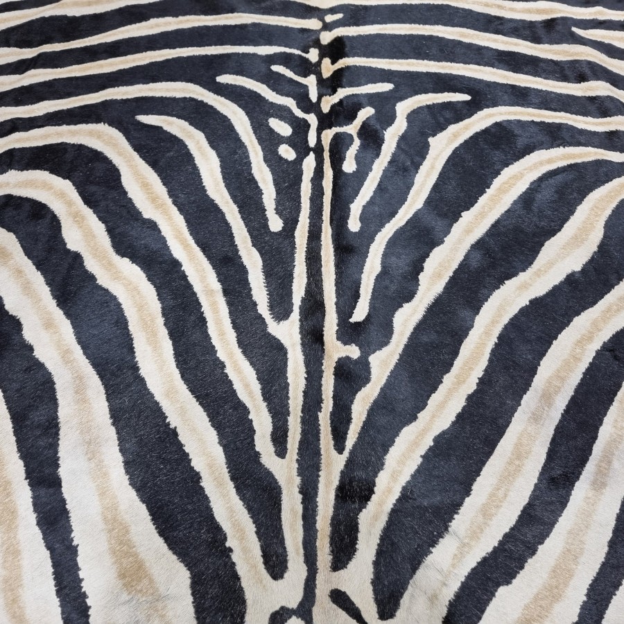Cowhide rug | Cowhide stenciled with realistic zebra print pattern 8