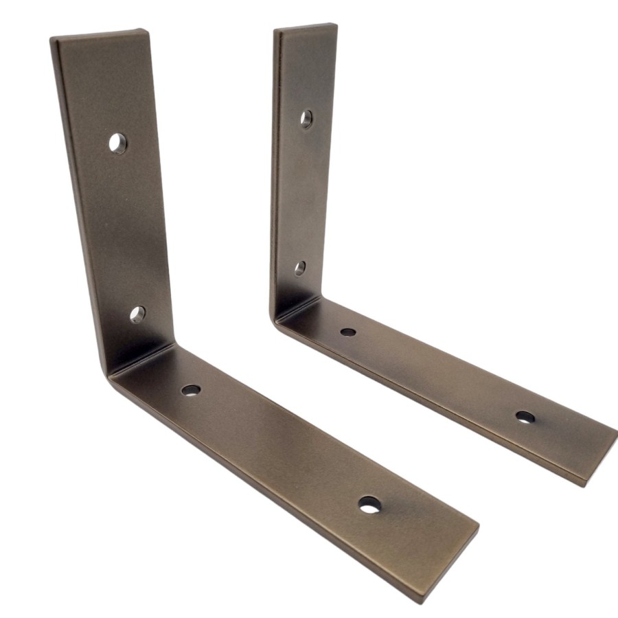 Pair of Antique Bronze shelf brackets - Steel shelf bracket powder coated for an antique bronze finish - Made in the UK 1