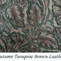 Genuine embossed leather material | Floral pattern | Turquoise & Brown - Various sizes Available