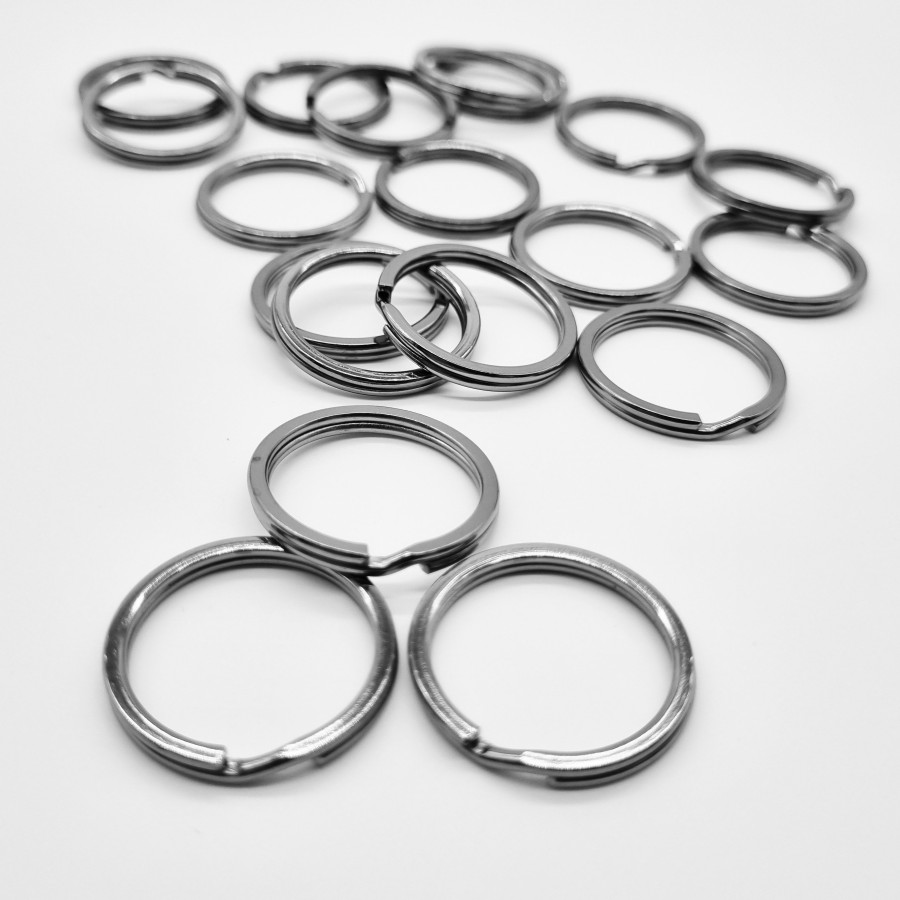 Key Rings / Split rings - 30mm Diameter - Gun Metal Finish - Double Loop Key-Ring metal 1