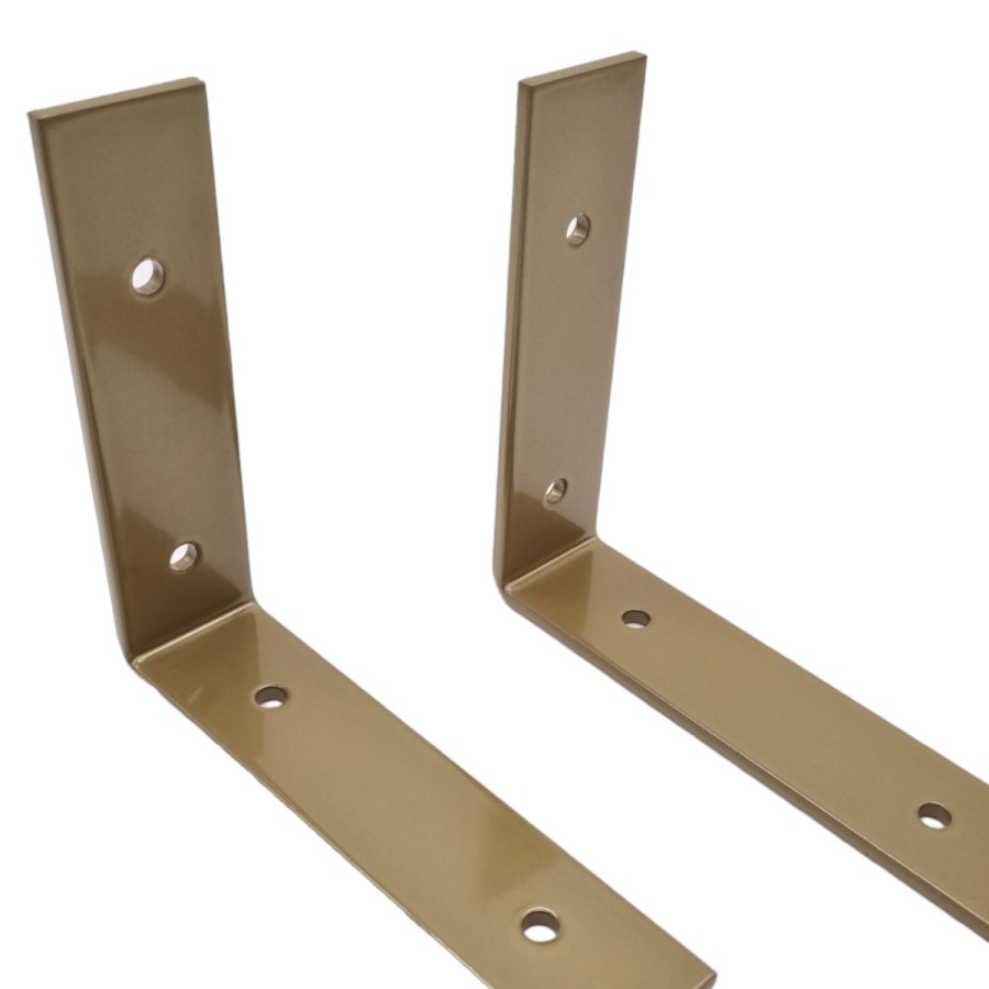 Pair of Champagne Gold shelf brackets - Steel shelf bracket powder coated for a Champagne Gold finish - Made in the UK 0