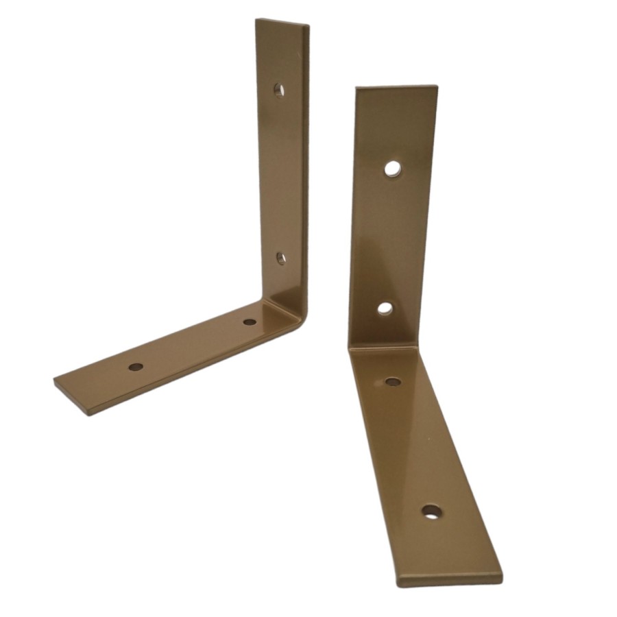 Pair of Champagne Gold shelf brackets - Steel shelf bracket powder coated for a Champagne Gold finish - Made in the UK 1