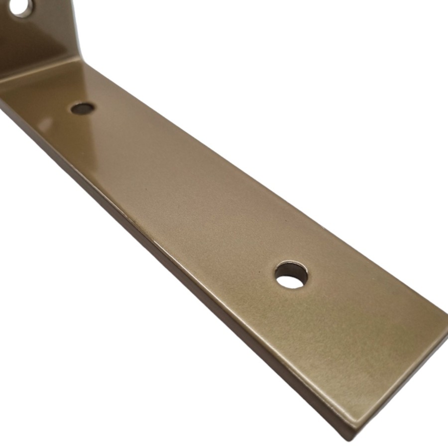 Pair of Champagne Gold shelf brackets - Steel shelf bracket powder coated for a Champagne Gold finish - Made in the UK 2