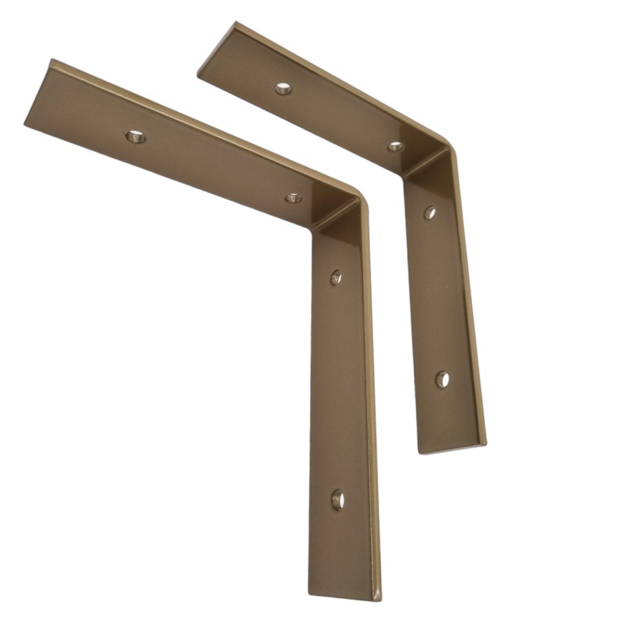 Pair of Champagne Gold shelf brackets - Steel shelf bracket powder coated for a Champagne Gold finish - Made in the UK 6