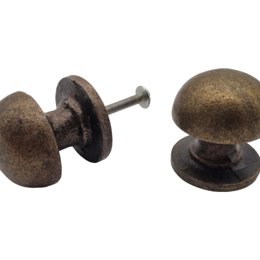 2 X Antique Brass 32mm round drawer knob / drawer handle / Cabinet handle -  Cast iron