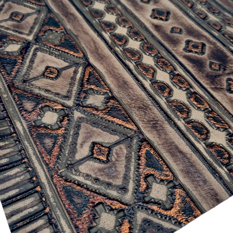 Genuine embossed Aztec leather | Navajo Brown, black and Copper  |  Various sizes available 1