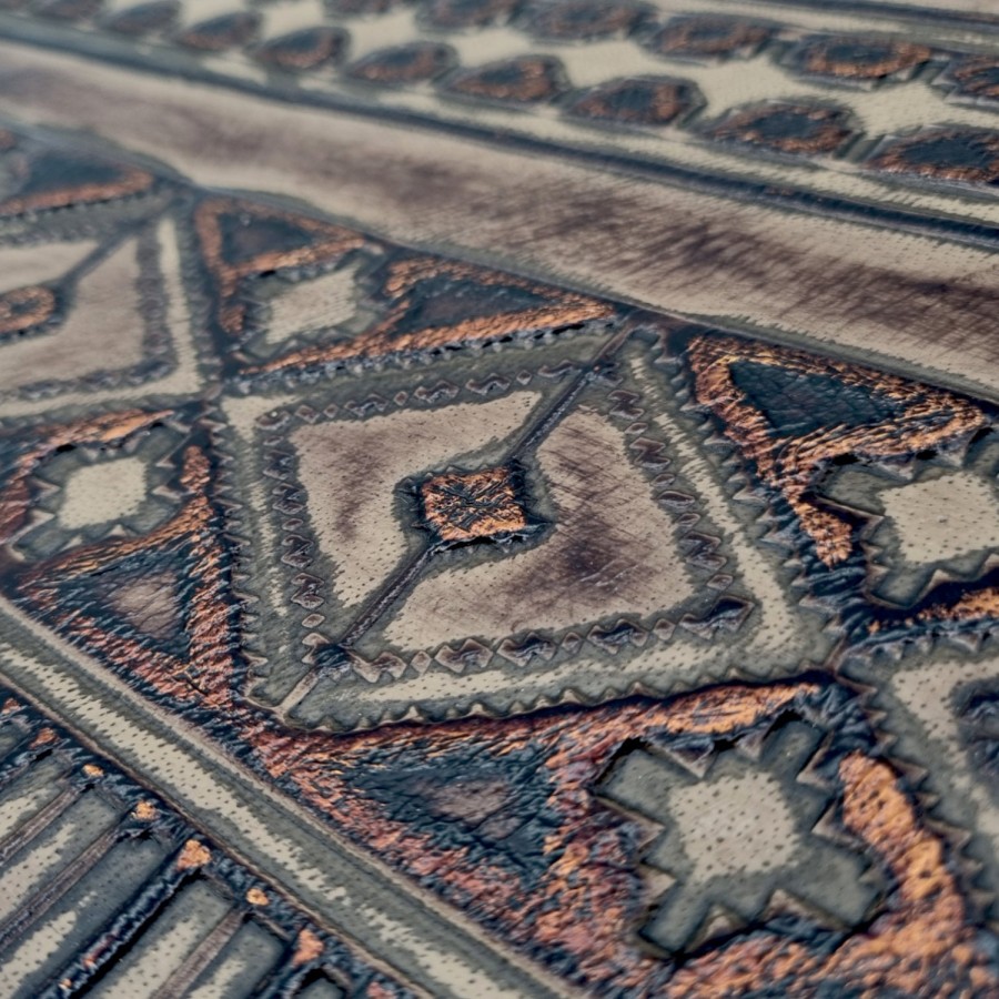 Genuine embossed Aztec leather | Navajo Brown, black and Copper  |  Various sizes available 4