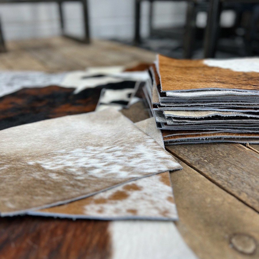 Genuine cowhide swatches - Sold as seen - 50-piece bulk pack - mixed browns, 8"x8" Size - FREE SHIPPING! 7