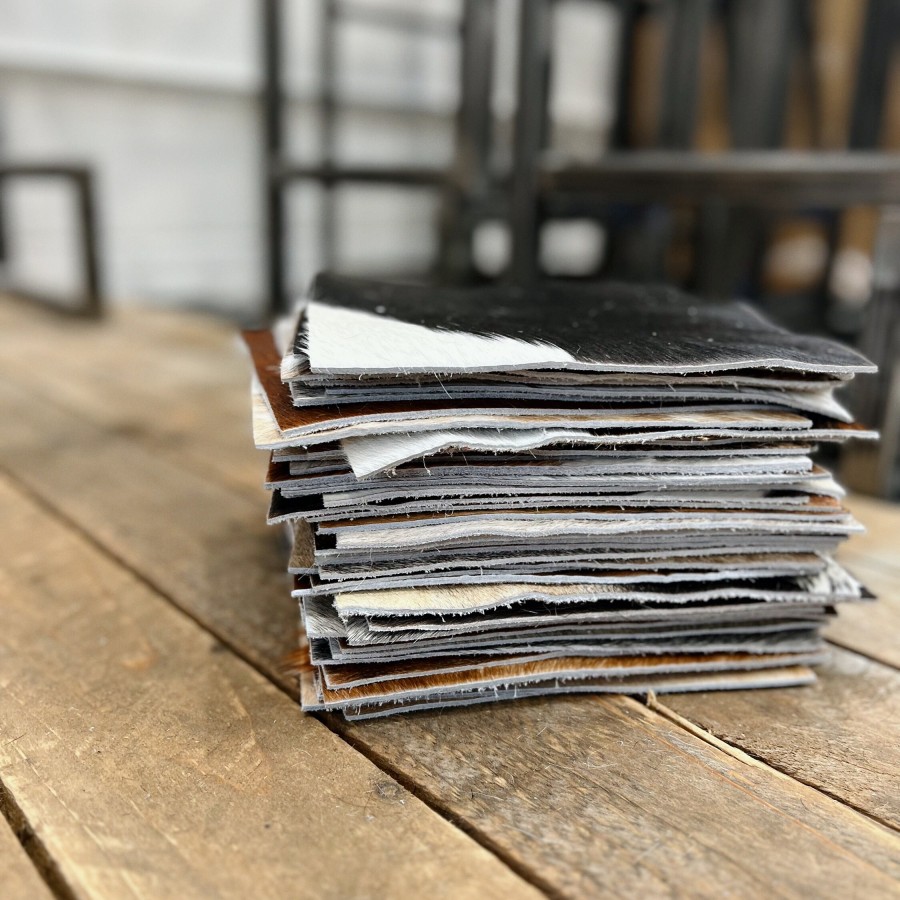 Genuine cowhide swatches - Sold as seen - 50-piece bulk pack - mixed browns, 8"x8" Size - FREE SHIPPING! 8