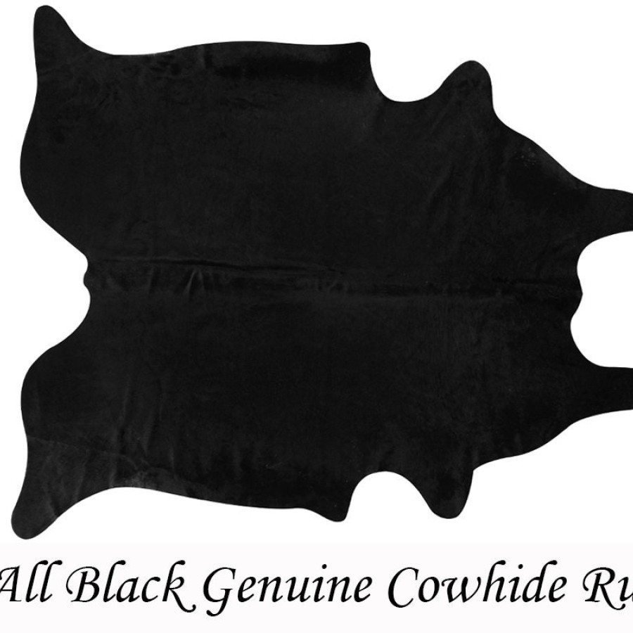 Large Black Cowhide rug | Genuine cowhide rug in All-black (7 x 7 ft.) 1