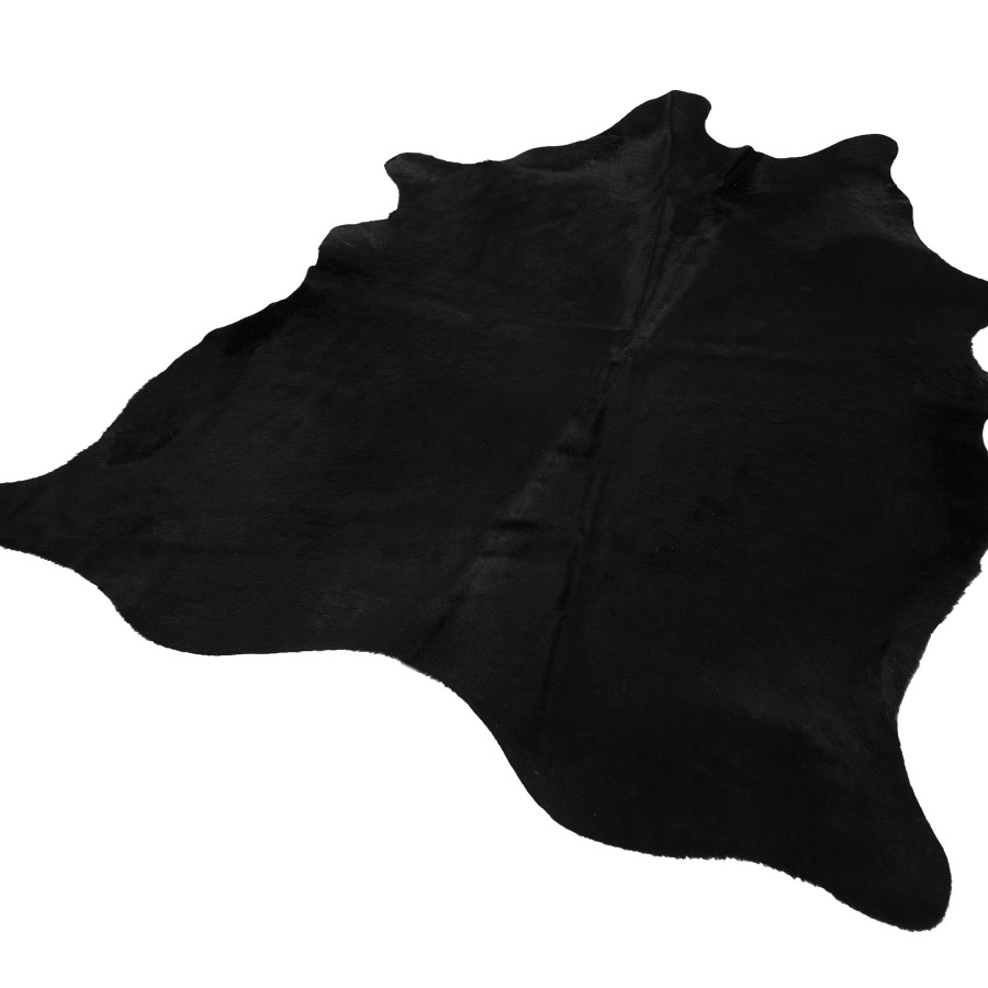 Large Black Cowhide rug | Genuine cowhide rug in All-black (7 x 7 ft.) 2