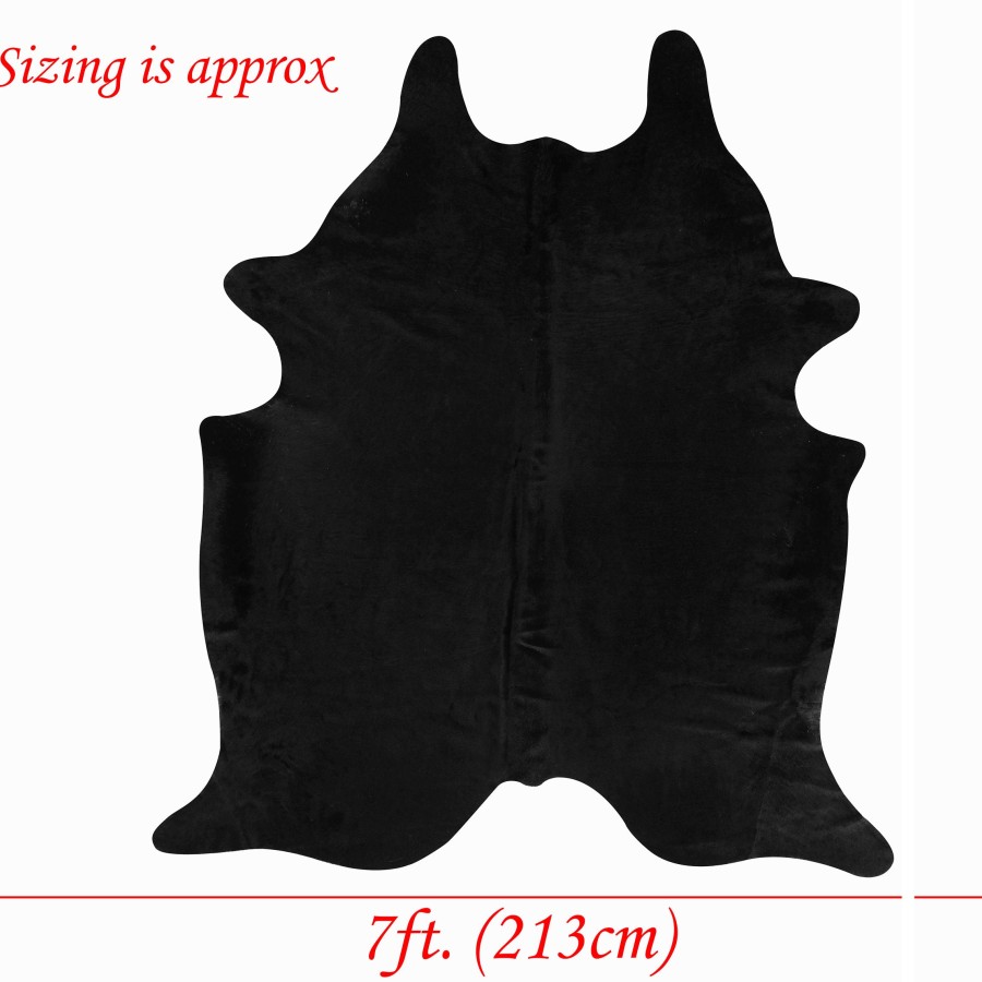 Large Black Cowhide rug | Genuine cowhide rug in All-black (7 x 7 ft.) 4