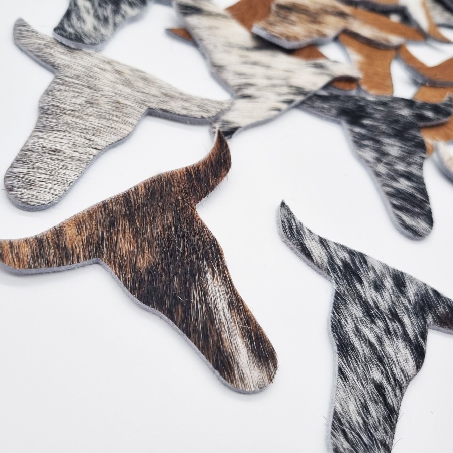 Genuine Cowhide Texas longhorn Di-cut shapes- 50 per pack - mixed colours and patterns 2