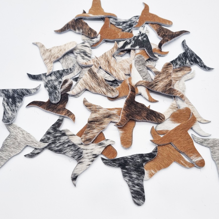 Genuine Cowhide Texas longhorn Di-cut shapes- 50 per pack - mixed colours and patterns 5