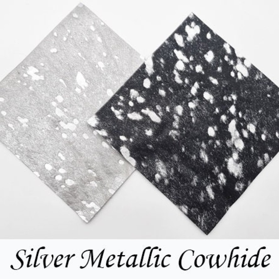 Metallic Silver Acid Washed Genuine Cowhide - For upholstery & crafts - Various sizes available 0