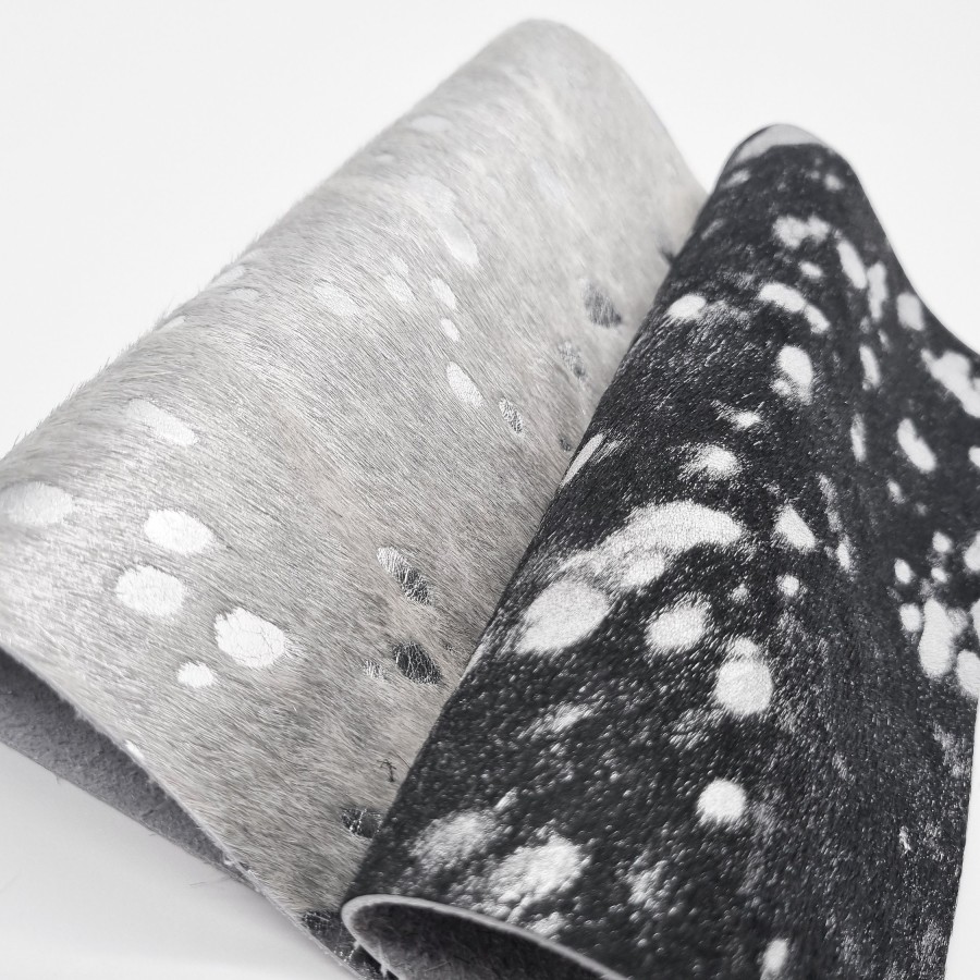 Metallic Silver Acid Washed Genuine Cowhide - For upholstery & crafts - Various sizes available 1