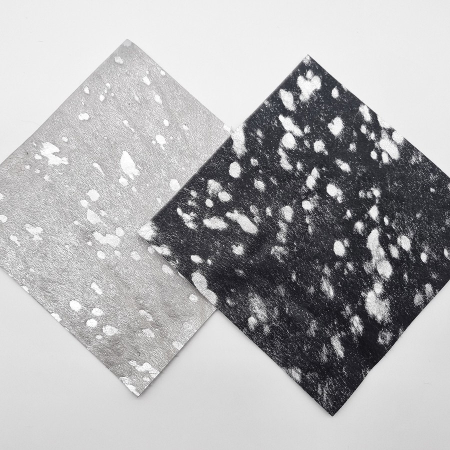 Metallic Silver Acid Washed Genuine Cowhide - For upholstery & crafts - Various sizes available 2