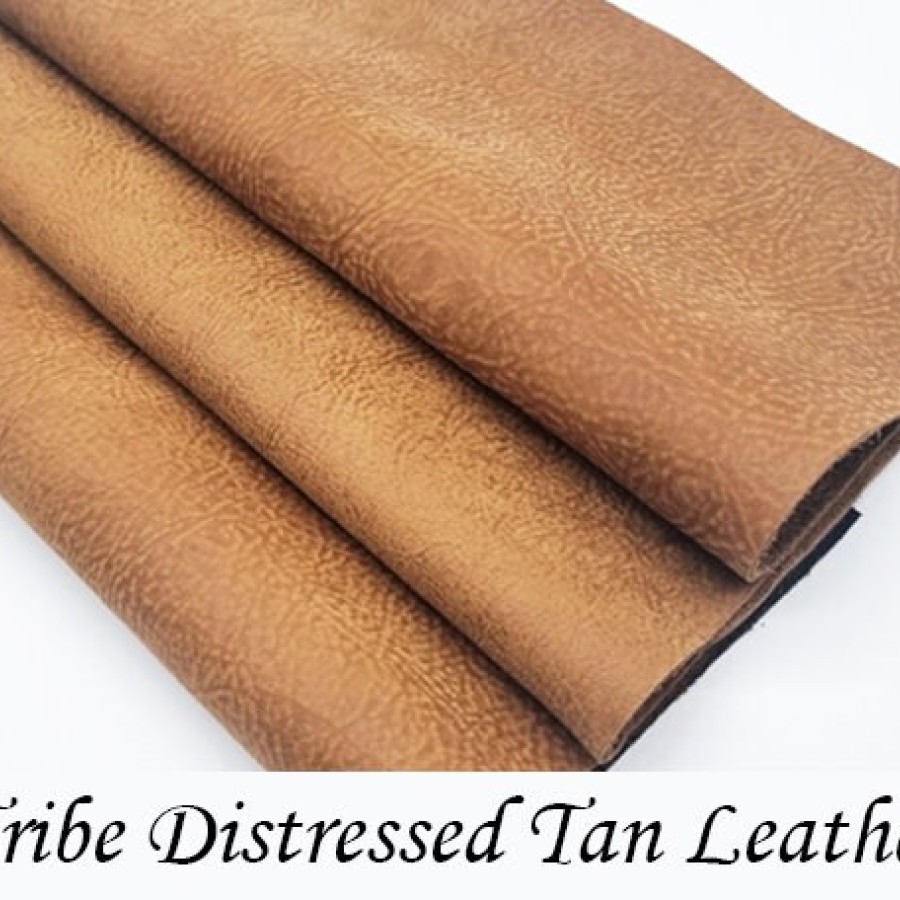 Tribe Sequoia - Distressed tan leather - Genuine Leather - For upholstery & crafts - Various sizes available