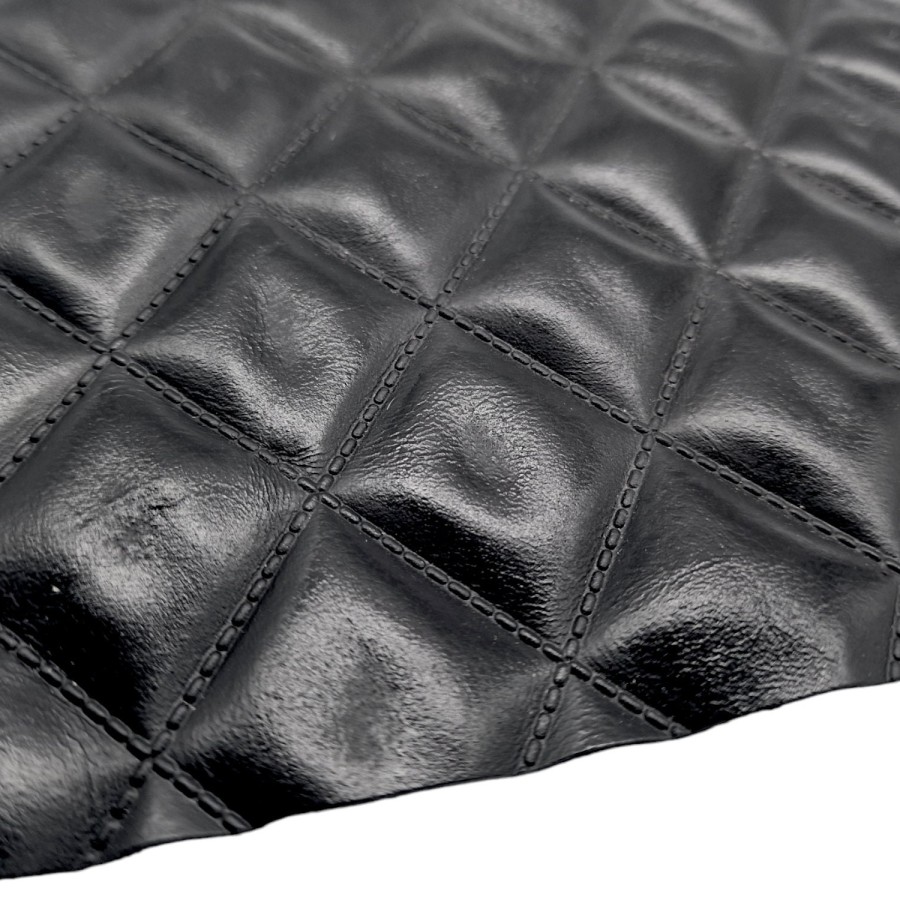 Diamond Stitch Genuine Leather - upholstery / craft Leather with an embossed diamond stitch pattern 5