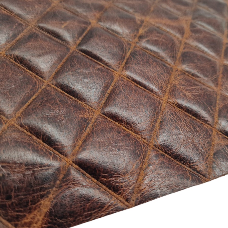 Diamond Stitch Genuine Leather - upholstery / craft Leather with an embossed diamond stitch pattern 6