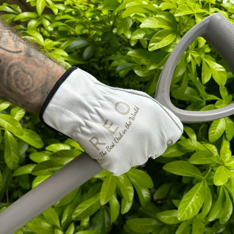 Custom engraved genuine leather gardening gloves | Laser engraved with your logo or custom text! 1