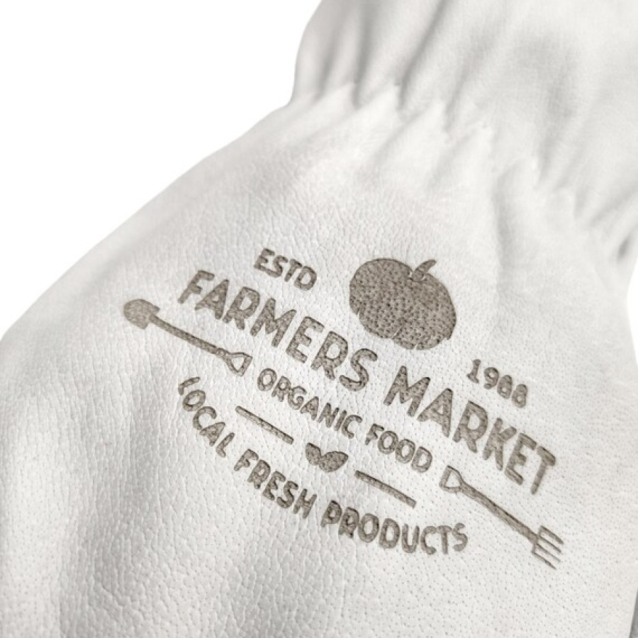 Custom engraved genuine leather gardening gloves | Laser engraved with your logo or custom text! 5